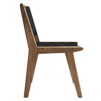 Modway EEI-6544 Saoirse Leather Wood Dining Side Chair Set of 2 Modway