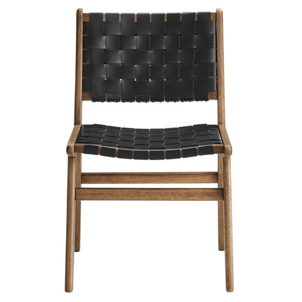 Modway EEI-6544 Saoirse Leather Wood Dining Side Chair Set of 2 Modway