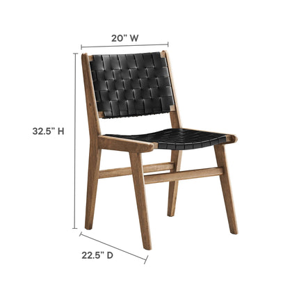 Modway EEI-6544 Saoirse Leather Wood Dining Side Chair Set of 2 Modway