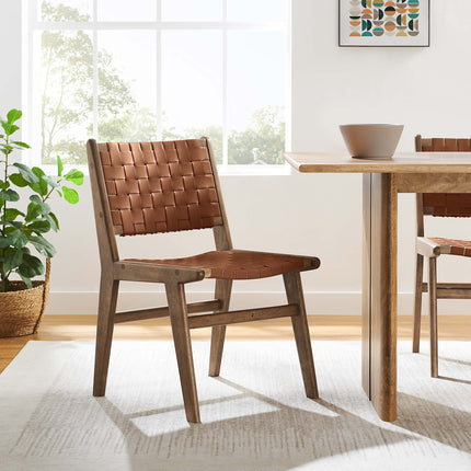 Modway EEI-6544 Saoirse Leather Wood Dining Side Chair Set of 2 Modway