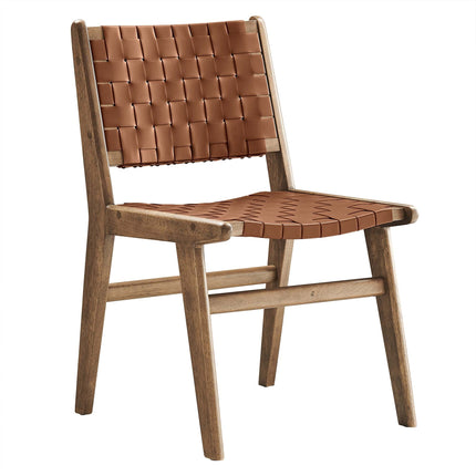 Modway EEI-6544 Saoirse Leather Wood Dining Side Chair Set of 2 Modway