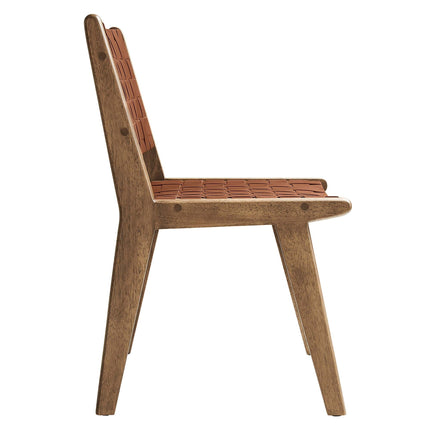 Modway EEI-6544 Saoirse Leather Wood Dining Side Chair Set of 2 Modway