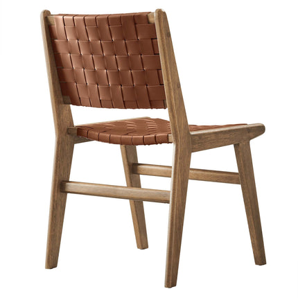 Modway EEI-6544 Saoirse Leather Wood Dining Side Chair Set of 2 Modway