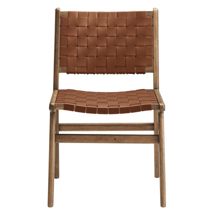 Modway EEI-6544 Saoirse Leather Wood Dining Side Chair Set of 2 Modway