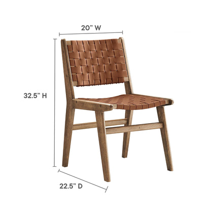 Modway EEI-6544 Saoirse Leather Wood Dining Side Chair Set of 2 Modway