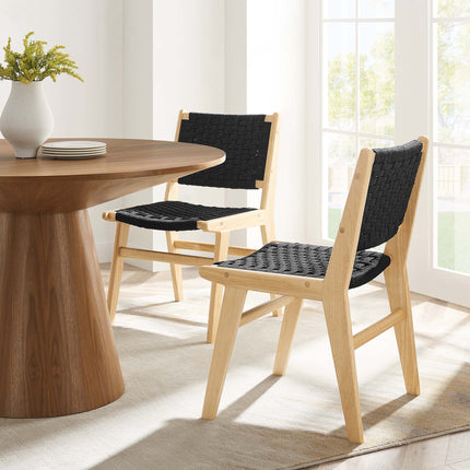 Modway EEI-6545 Saoirse Woven Rope Wood Dining Side Chair Set of 2 Modway