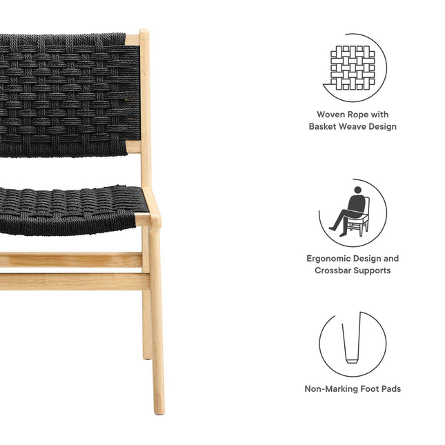 Modway EEI-6545 Saoirse Woven Rope Wood Dining Side Chair Set of 2 Modway
