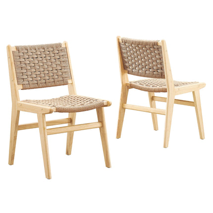 Modway EEI-6545 Saoirse Woven Rope Wood Dining Side Chair Set of 2 Modway