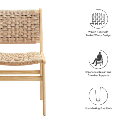 Modway EEI-6545 Saoirse Woven Rope Wood Dining Side Chair Set of 2 Modway