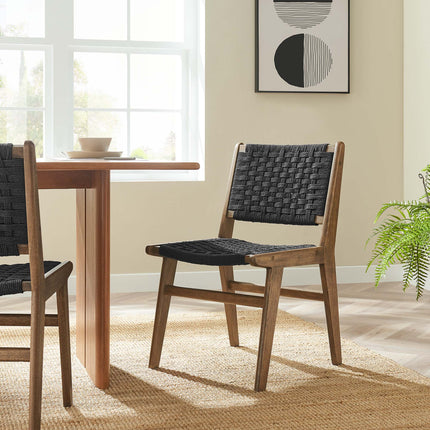 Modway EEI-6545 Saoirse Woven Rope Wood Dining Side Chair Set of 2 Modway