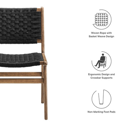Modway EEI-6545 Saoirse Woven Rope Wood Dining Side Chair Set of 2 Modway