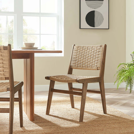 Modway EEI-6545 Saoirse Woven Rope Wood Dining Side Chair Set of 2 Modway
