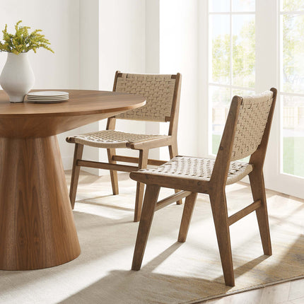 Modway EEI-6545 Saoirse Woven Rope Wood Dining Side Chair Set of 2 Modway