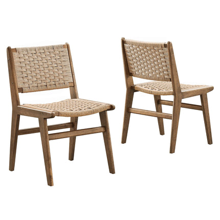 Modway EEI-6545 Saoirse Woven Rope Wood Dining Side Chair Set of 2 Modway