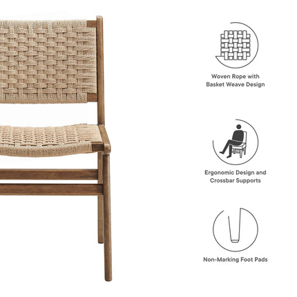 Modway EEI-6545 Saoirse Woven Rope Wood Dining Side Chair Set of 2 Modway