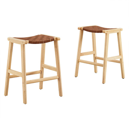 Modway EEI-6547 Saoirse Faux Leather Wood Counter Stool Set of 2 Modway