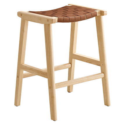 Modway EEI-6547 Saoirse Faux Leather Wood Counter Stool Set of 2 Modway
