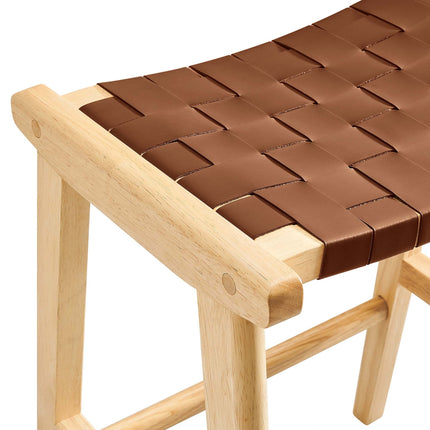 Modway EEI-6547 Saoirse Faux Leather Wood Counter Stool Set of 2 Modway