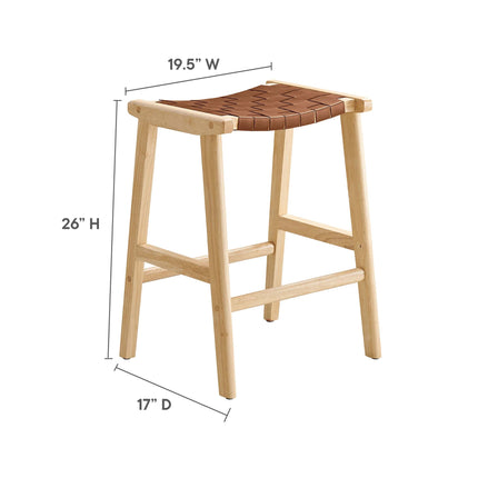 Modway EEI-6547 Saoirse Faux Leather Wood Counter Stool Set of 2 Modway