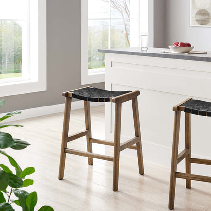 Modway EEI-6547 Saoirse Faux Leather Wood Counter Stool Set of 2 Modway