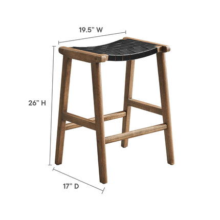 Modway EEI-6547 Saoirse Faux Leather Wood Counter Stool Set of 2 Modway