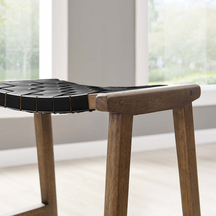 Modway EEI-6547 Saoirse Faux Leather Wood Counter Stool Set of 2 Modway