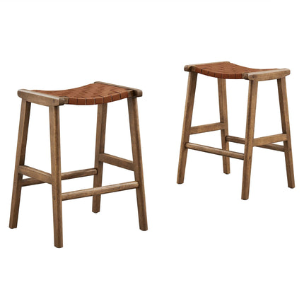 Modway EEI-6547 Saoirse Faux Leather Wood Counter Stool Set of 2 Modway