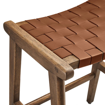 Modway EEI-6547 Saoirse Faux Leather Wood Counter Stool Set of 2 Modway