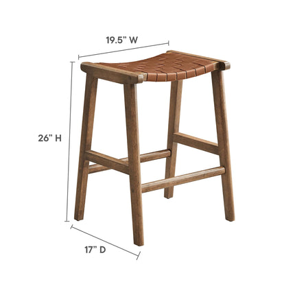 Modway EEI-6547 Saoirse Faux Leather Wood Counter Stool Set of 2 Modway