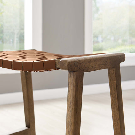 Modway EEI-6547 Saoirse Faux Leather Wood Counter Stool Set of 2 Modway