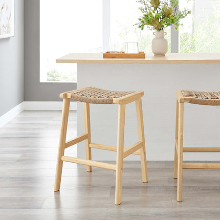 Modway EEI-6548 Saoirse Woven Rope Wood Counter Stool Set of 2 Modway