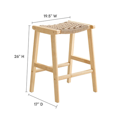 Modway EEI-6548 Saoirse Woven Rope Wood Counter Stool Set of 2 Modway