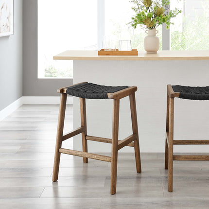 Modway EEI-6548 Saoirse Woven Rope Wood Counter Stool Set of 2 Modway