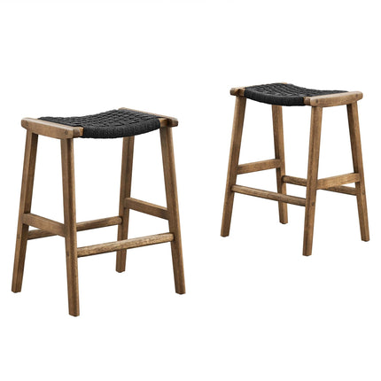 Modway EEI-6548 Saoirse Woven Rope Wood Counter Stool Set of 2 Modway