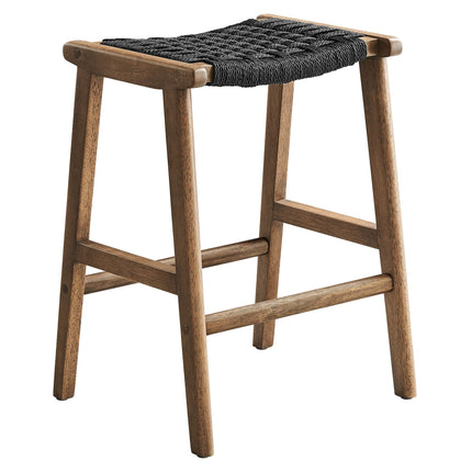 Modway EEI-6548 Saoirse Woven Rope Wood Counter Stool Set of 2 Modway