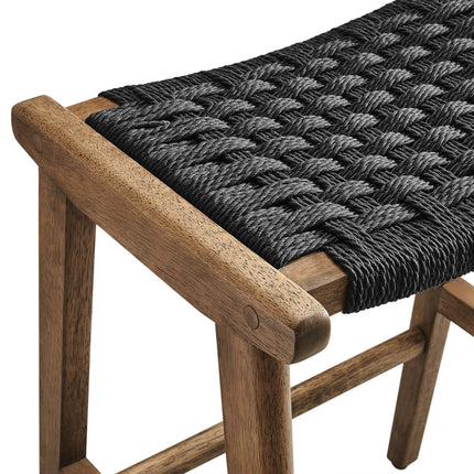 Modway EEI-6548 Saoirse Woven Rope Wood Counter Stool Set of 2 Modway