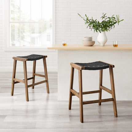 Modway EEI-6548 Saoirse Woven Rope Wood Counter Stool Set of 2 Modway