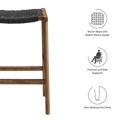 Modway EEI-6548 Saoirse Woven Rope Wood Counter Stool Set of 2 Modway