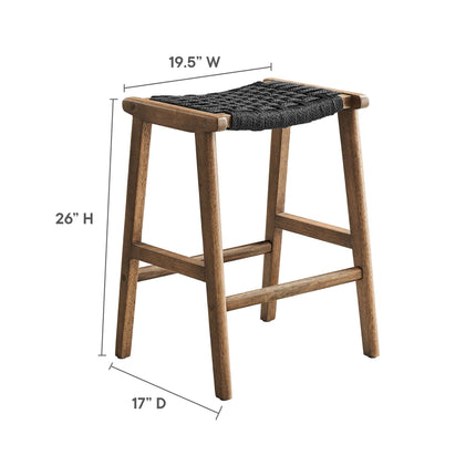 Modway EEI-6548 Saoirse Woven Rope Wood Counter Stool Set of 2 Modway