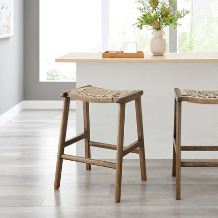 Modway EEI-6548 Saoirse Woven Rope Wood Counter Stool Set of 2 Modway