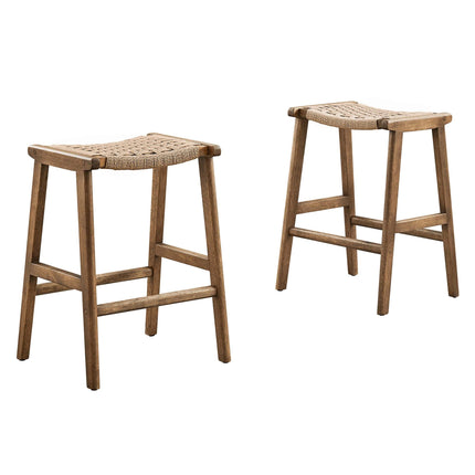 Modway EEI-6548 Saoirse Woven Rope Wood Counter Stool Set of 2 Modway