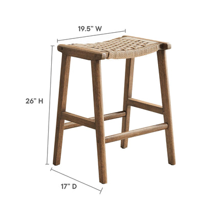 Modway EEI-6548 Saoirse Woven Rope Wood Counter Stool Set of 2 Modway