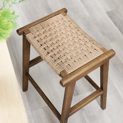 Modway EEI-6548 Saoirse Woven Rope Wood Counter Stool Set of 2 Modway