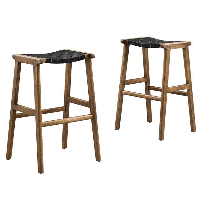 Modway EEI-6549 Saoirse Leather Wood Bar Stool Set of 2 Modway