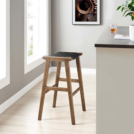 Modway EEI-6549 Saoirse Leather Wood Bar Stool Set of 2 Modway