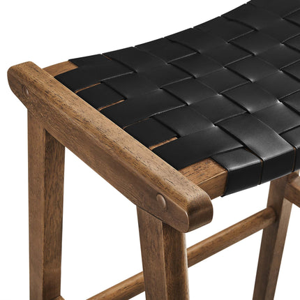 Modway EEI-6549 Saoirse Leather Wood Bar Stool Set of 2 Modway