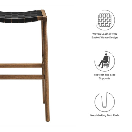 Modway EEI-6549 Saoirse Leather Wood Bar Stool Set of 2 Modway
