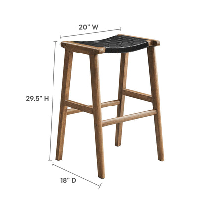 Modway EEI-6549 Saoirse Leather Wood Bar Stool Set of 2 Modway