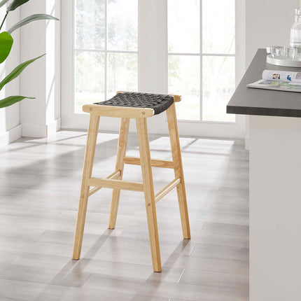 Modway EEI-6550 Saoirse Woven Rope Wood Bar Stool Set of 2 Modway