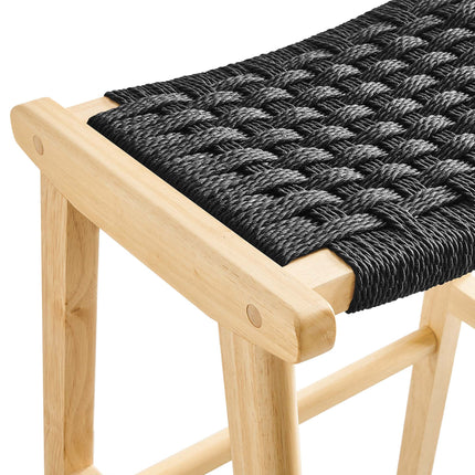 Modway EEI-6550 Saoirse Woven Rope Wood Bar Stool Set of 2 Modway